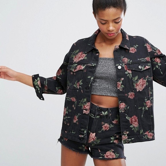 monki black denim jacket